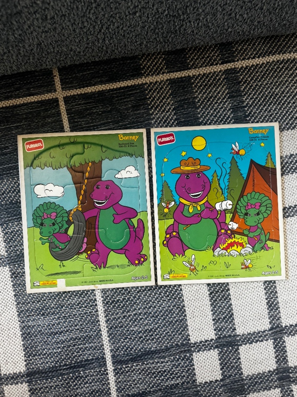 Vintage 1993 Playskool Barney & Baby Bop Puzzles | Set of 2